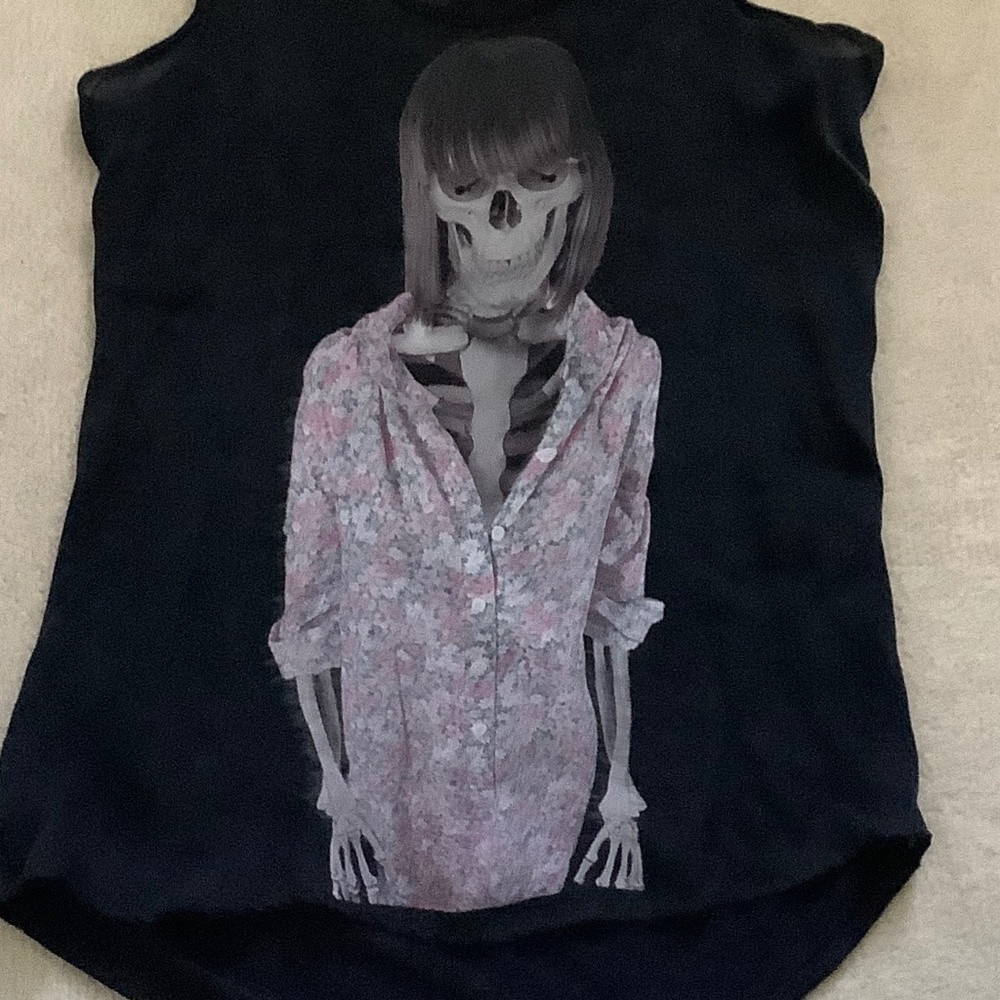 Skeleton in flower shirt tank top